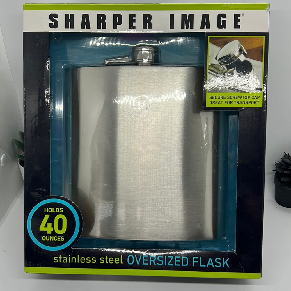 Stainless Steel Oversized Flask Holds 40 oz New in Box NIB
